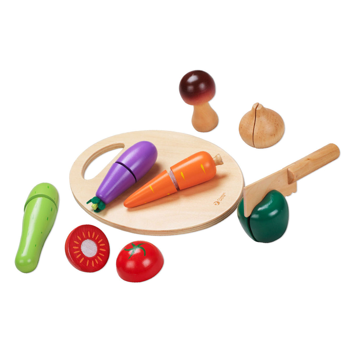 Classic World World World Wooden cutting vegetables with knife and cutting board