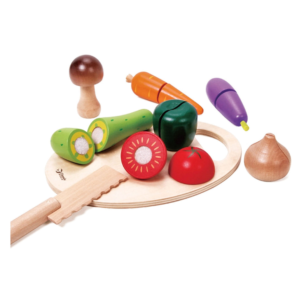 Classic World World World Wooden cutting vegetables with knife and cutting board