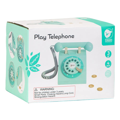 Classic World World World Houten Retro Telefoon Turquoise