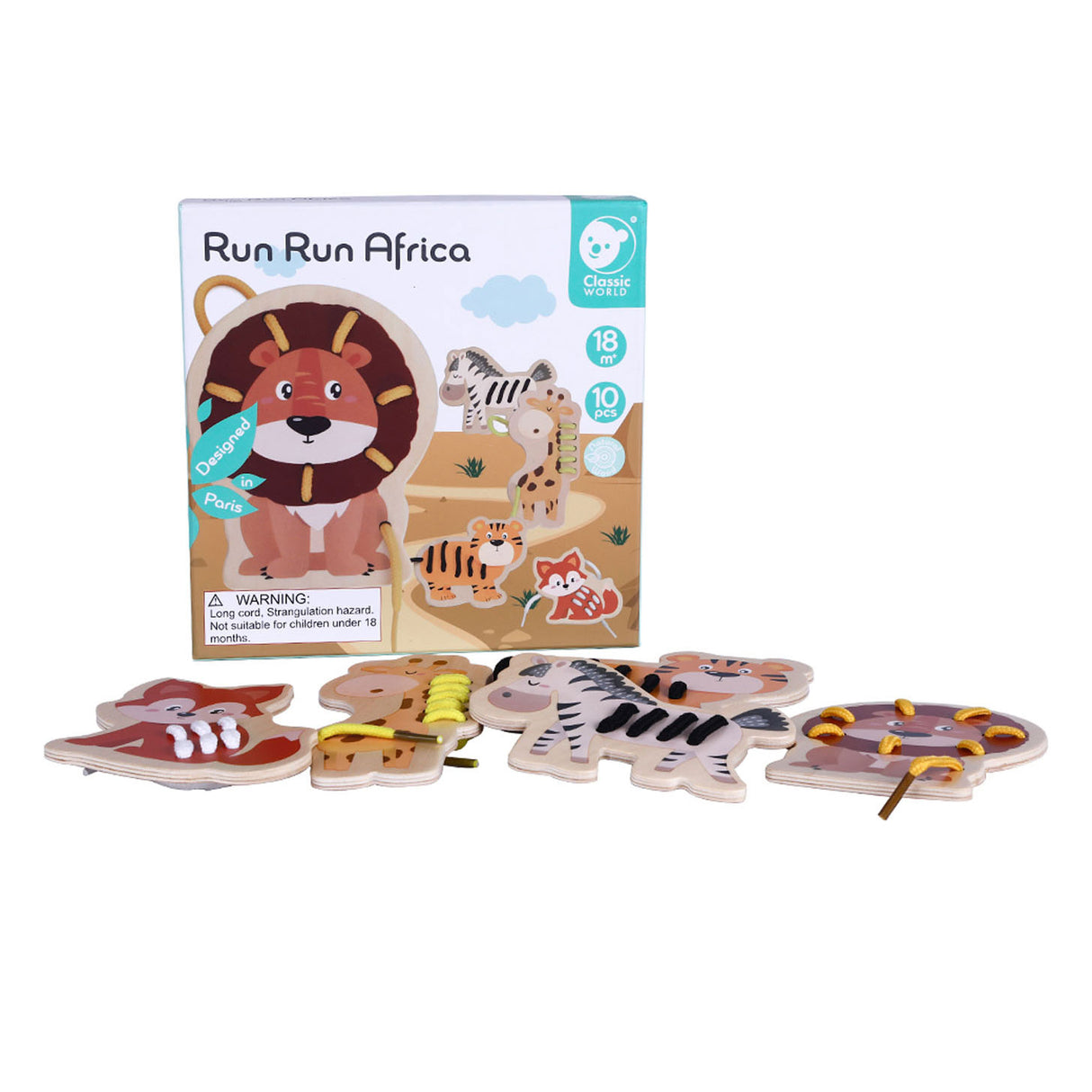 Classic World World Thread Puzzle Wild Animals, 10pcs.