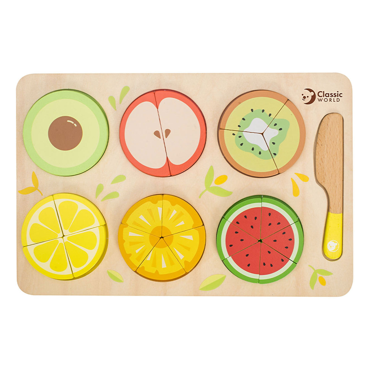 Classic World World World Houten Fruit Puzzel Breuken, 22dlg.