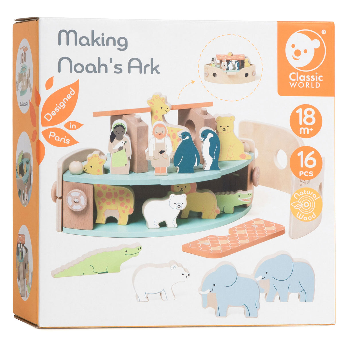 Classic World World World Houten Noah's Ark Boot Bouwset met Dieren, 16dlg.