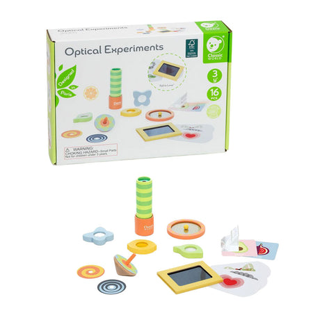 Lobbes toys bv classic world optical experiments wooden play set, 16 pieces.