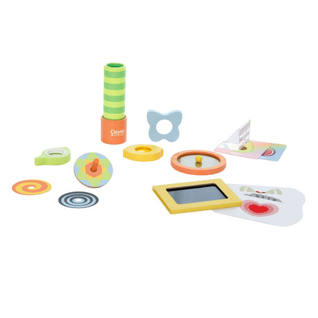 Lobbes toys bv classic world optical experiments wooden play set, 16 pieces.