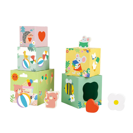Classic world stacking blocks with forest animals, 10 pcs.