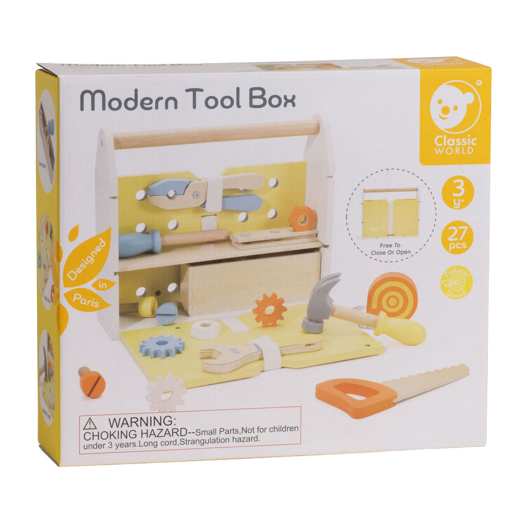 Klassesch Welt Holz Toolbox modern, 27 Stéck.
