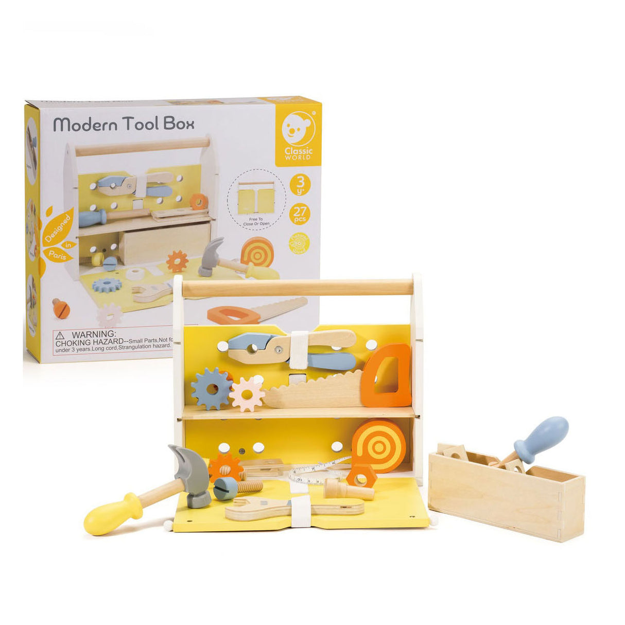Klassesch Welt Holz Toolbox modern, 27 Stéck.