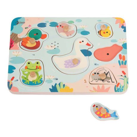 Classic World Wooden Knob Puzzle Pond with Sound