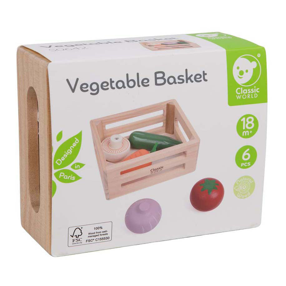 Classic World wooden crate with vegetables