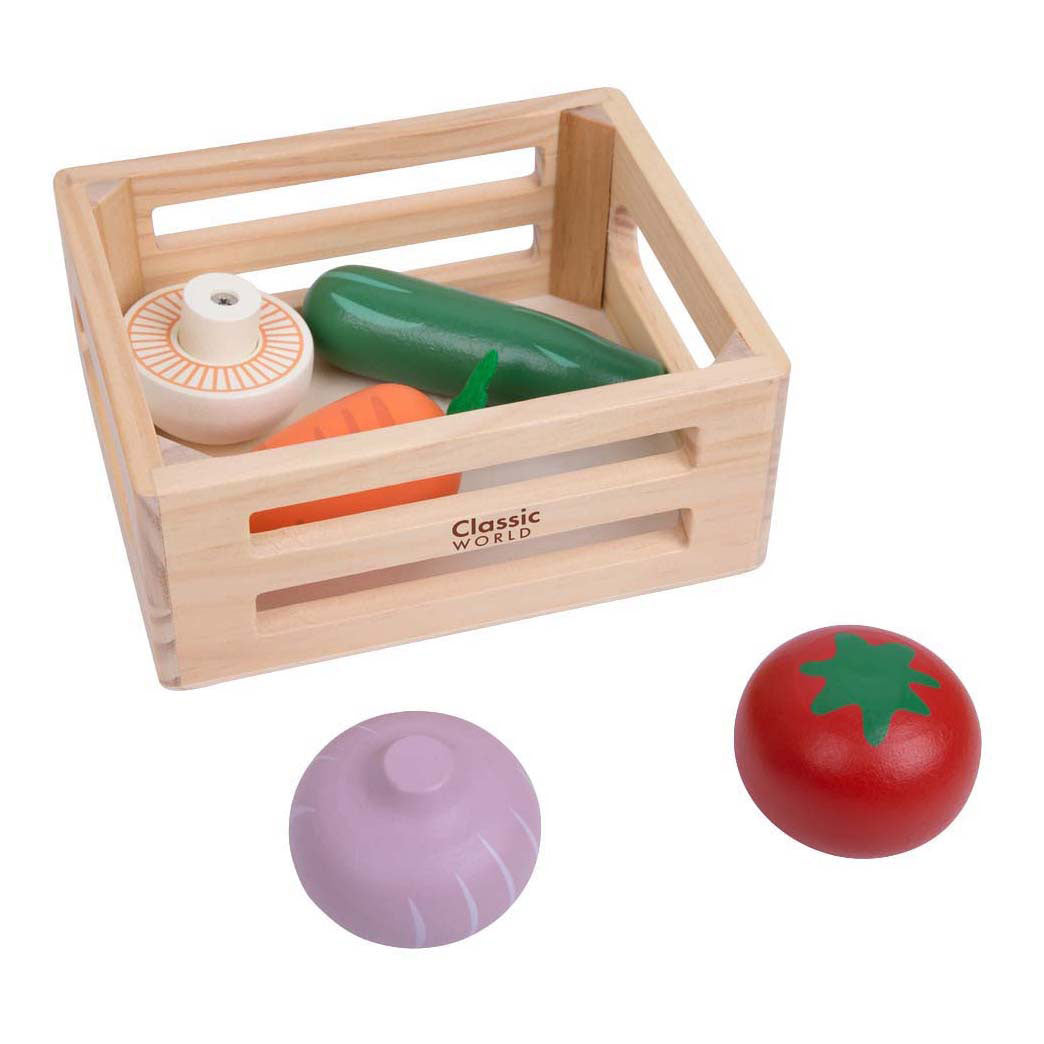 Classic World wooden crate with vegetables