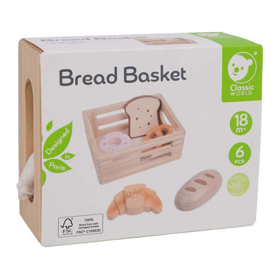 Classic World wooden crate with bread