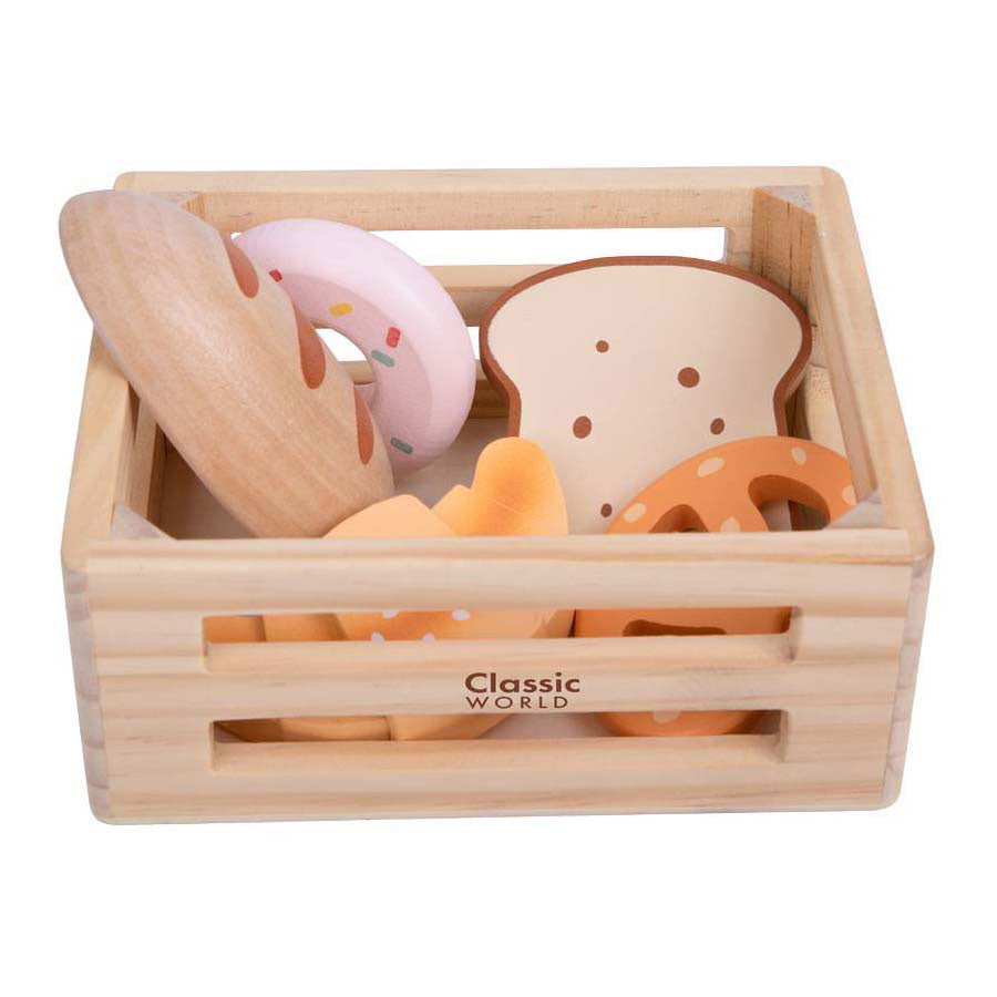 Classic World wooden crate with bread