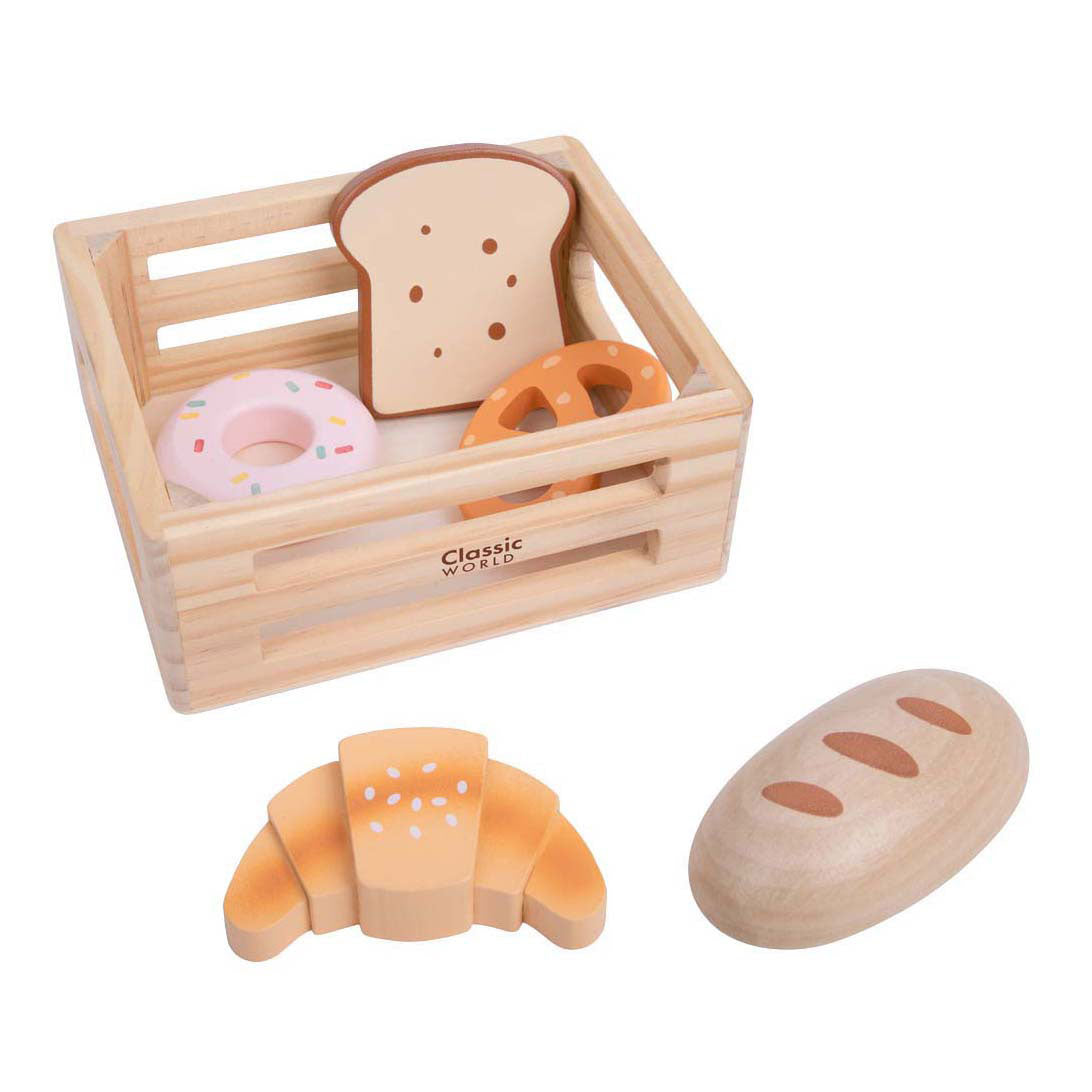 Classic World wooden crate with bread