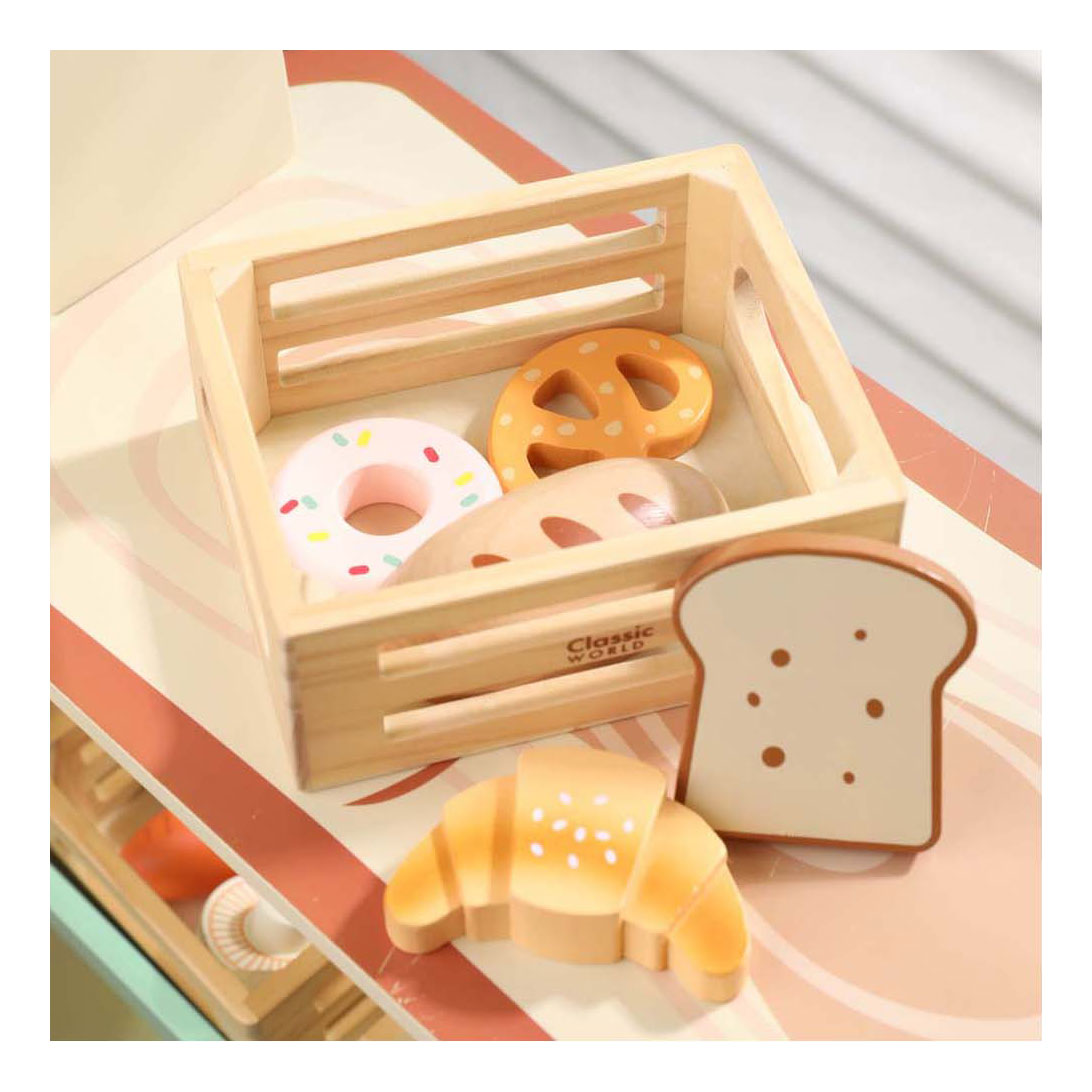 Classic World wooden crate with bread
