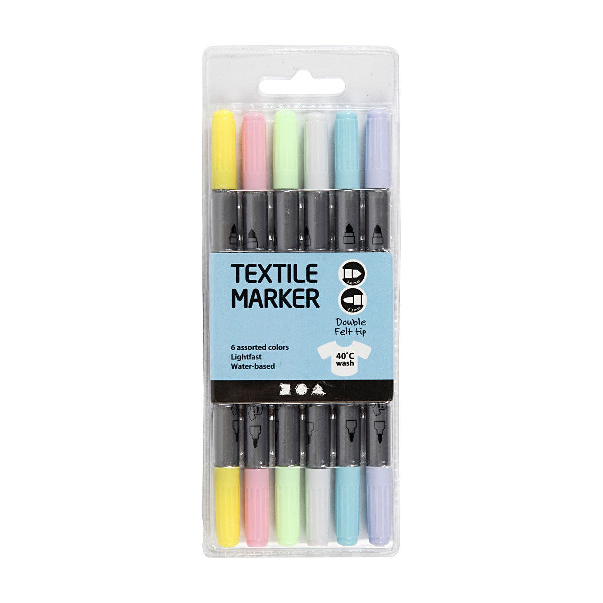 Double -sided textile markers - Pastel, 6st.