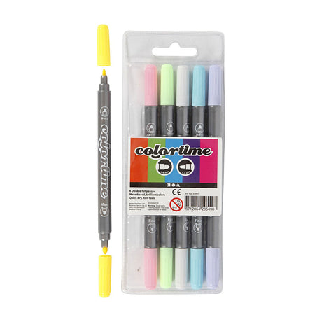 Markery dwustronne firmy Creativ - pastelowe kolory, 6 szt.