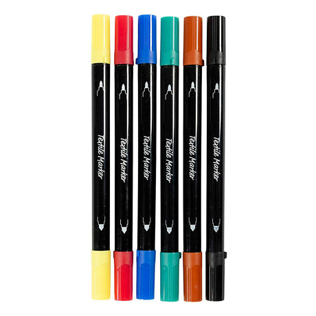 Creativ company textile markers, line width 2.3 + 3.6, standard colors, 6 pieces 1 box