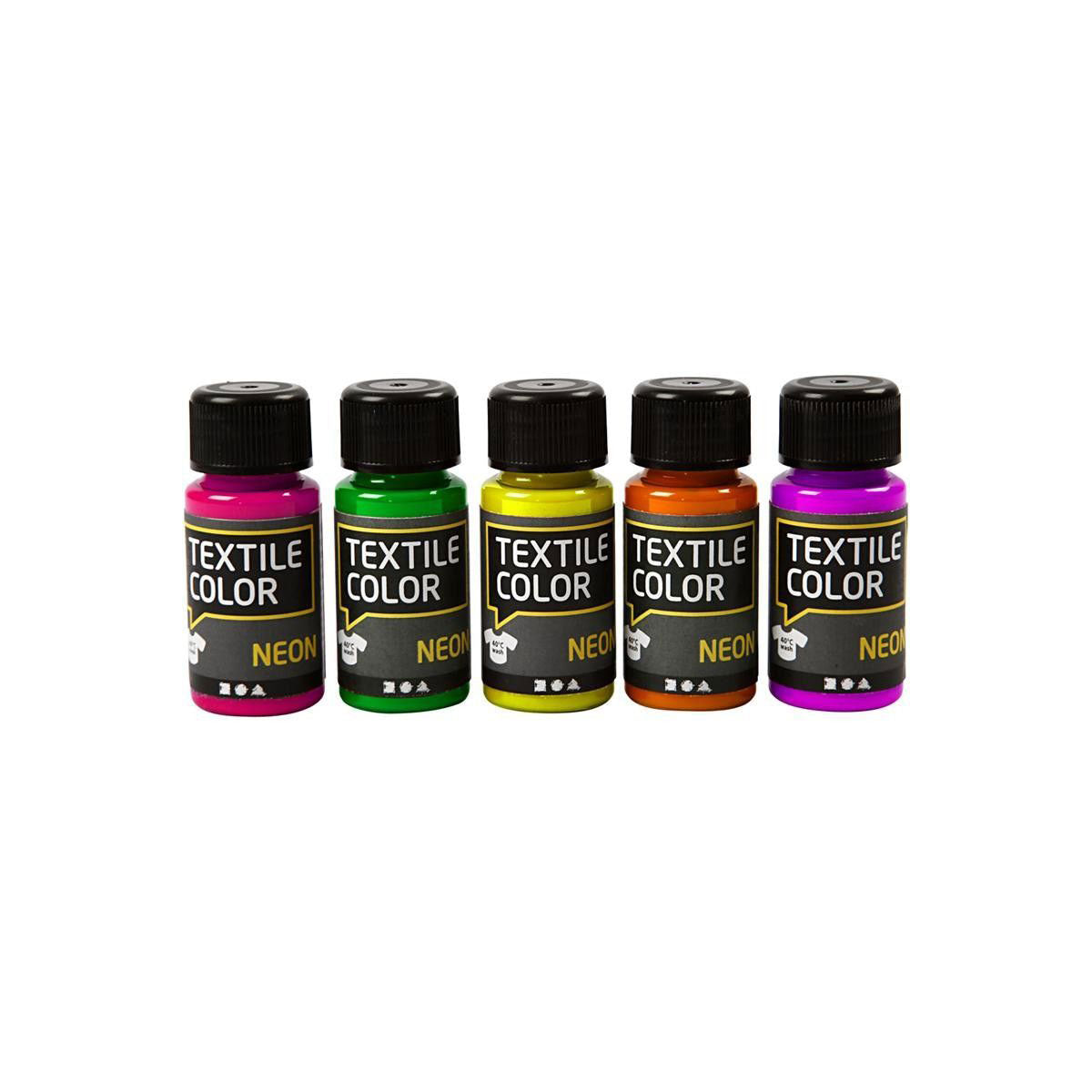 Creativ Company Neon Textielverf Set van 5 Kleuren, 50ml