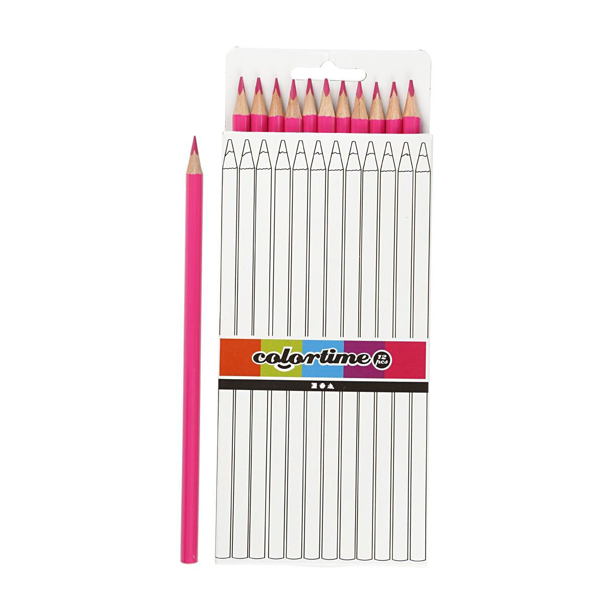 Colortime triangular colored pencils - pink, 12 pcs.