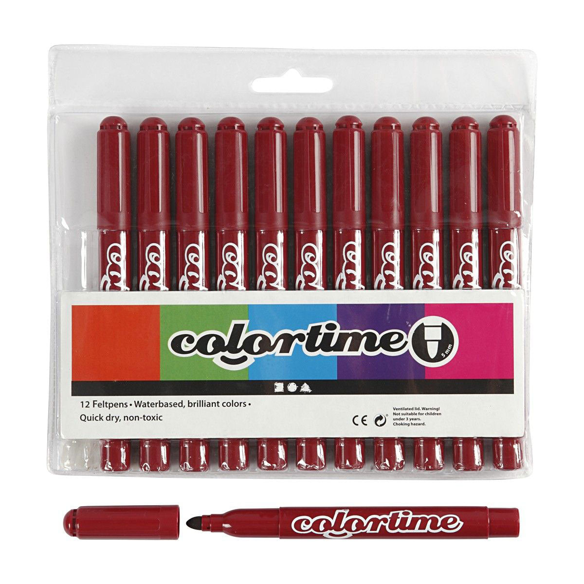 Creativ Company Jumbo Wine Red Markers, 12 pcs.