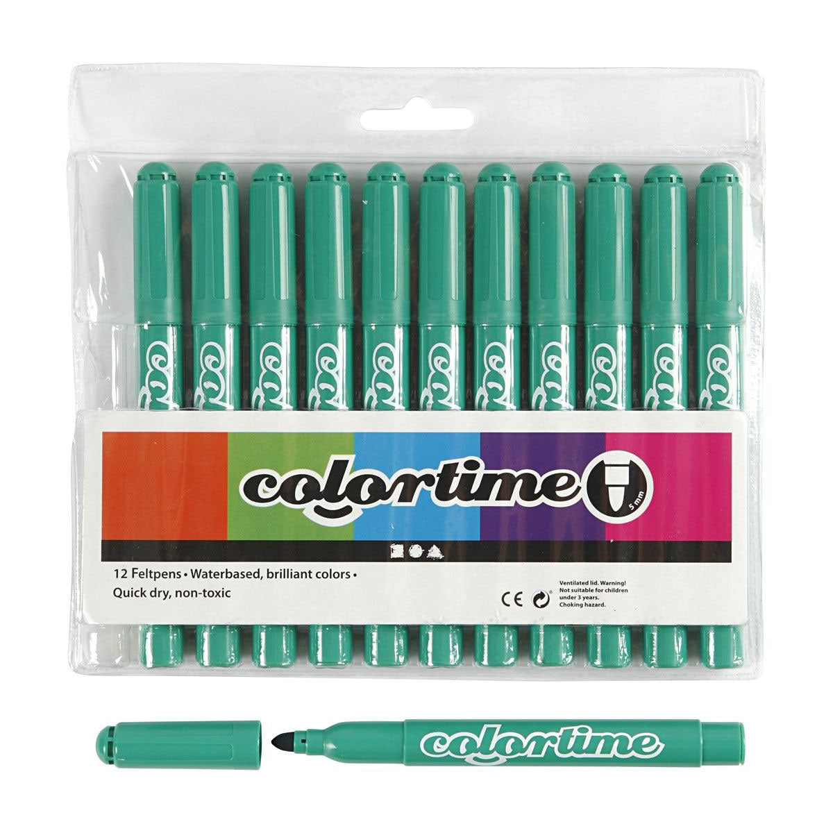 Clear Green Jumbo Markers, 12st.