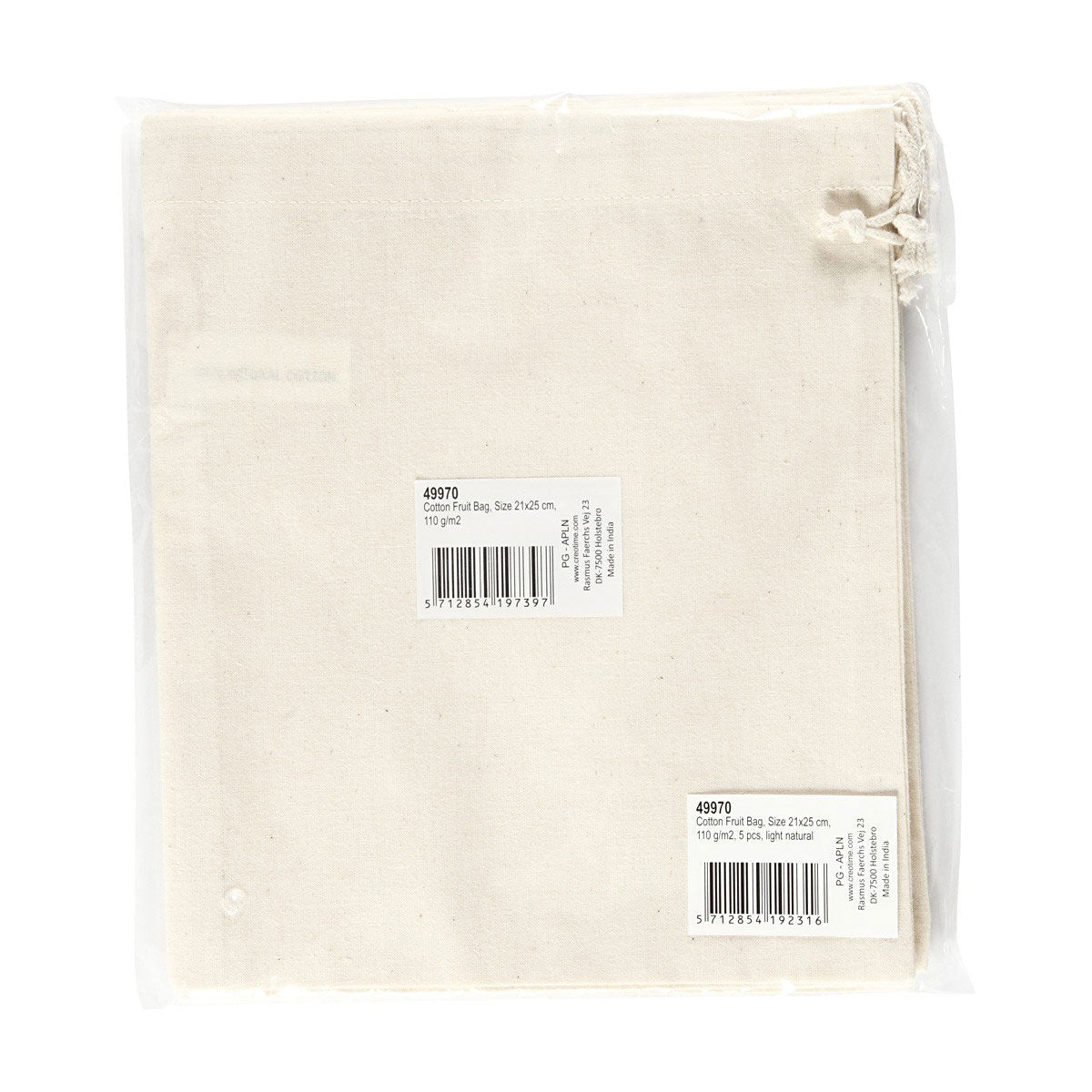 Creativ company https: www.ccobby.nl látková-taška-velikost-21x25-cm-110-gr-light-natural-5-kus-1-box