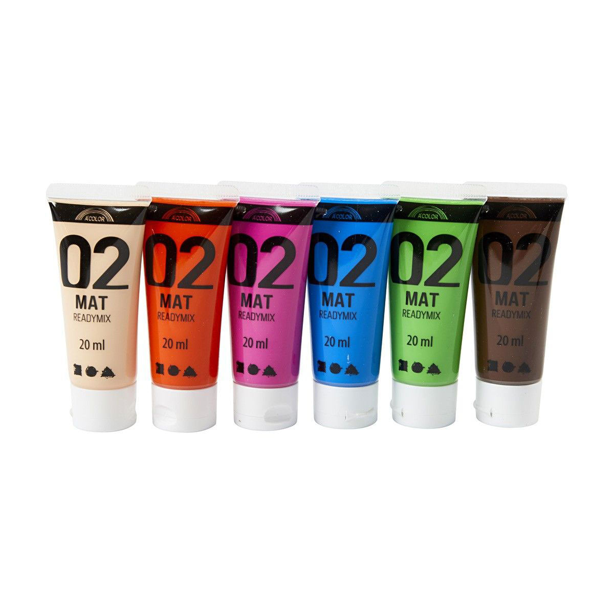 Vernice acrilica colori diversi, 02 - Matt, 6x20ml