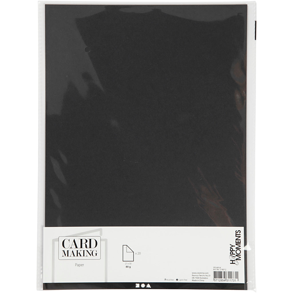 Creativ Company paper, A4, sheet 210x297 mm, 80 gr, black, 20 pieces 1 box