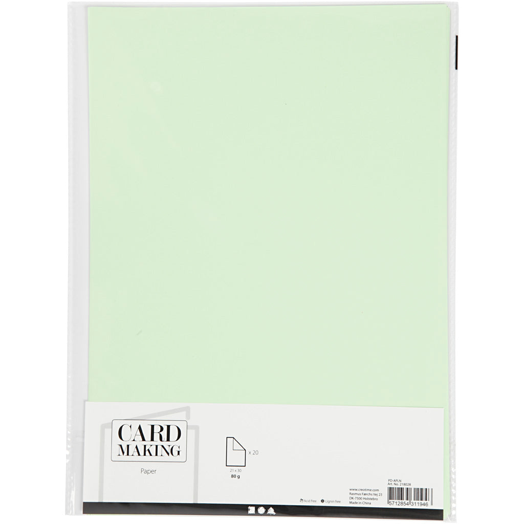 Creativ Company paper, A4, sheet 210x297 mm, 80 gr, light green, 20 pieces 1 box