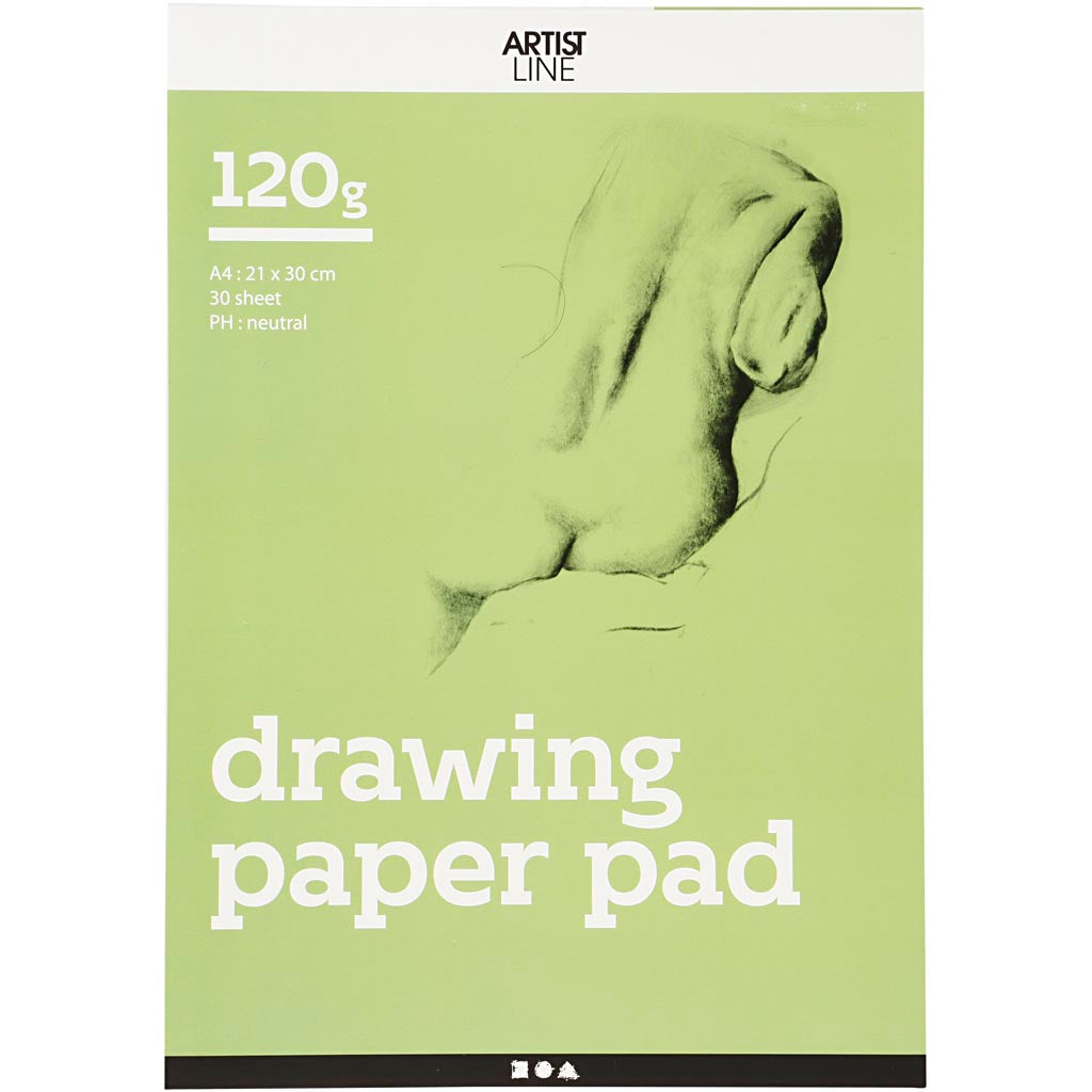 Bloc de dessin blanc A4 120gr, 30 feuilles