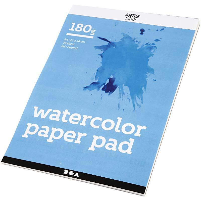 Watercolor block white A4 180gr, 20 sheets