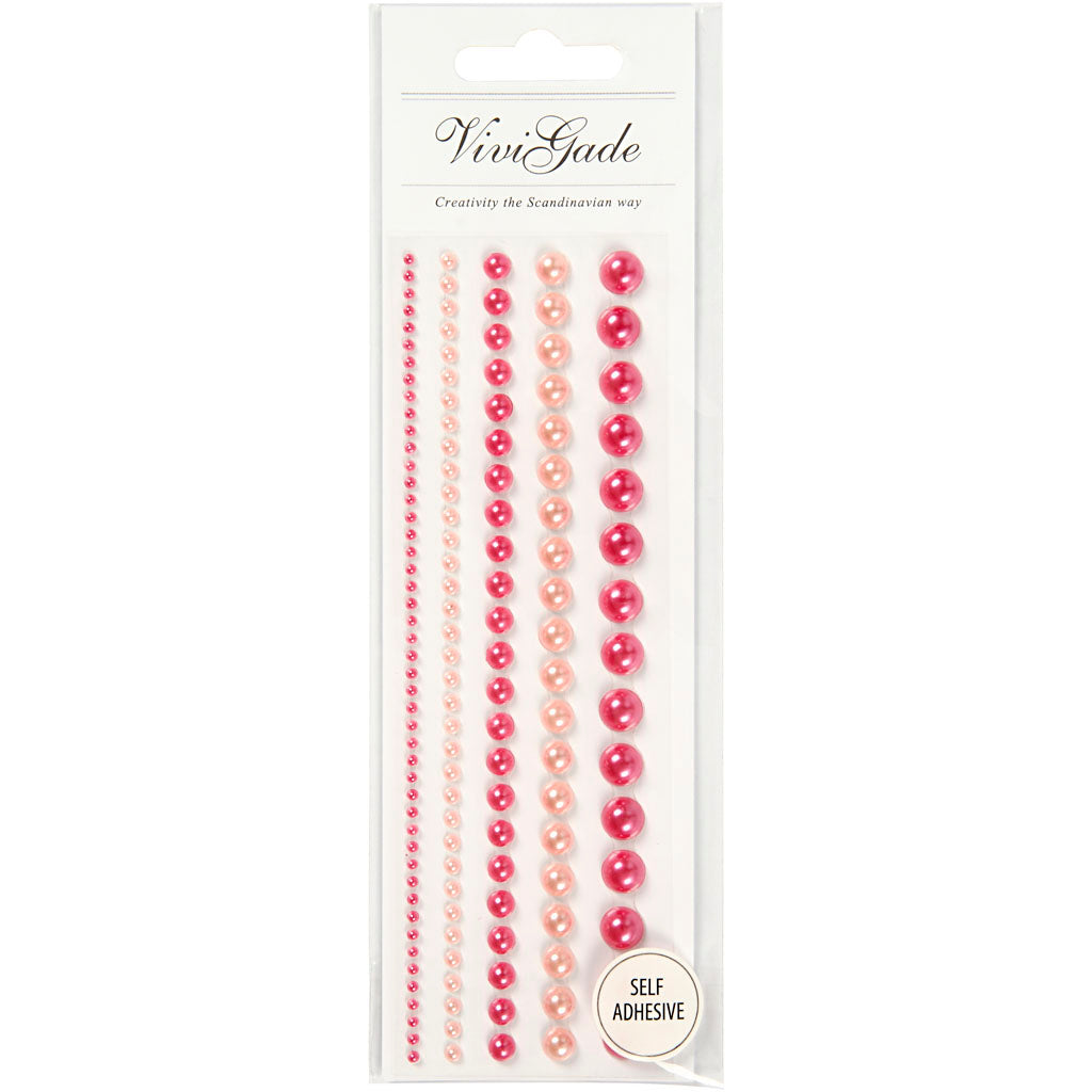 Half paste pearls pink 2-8mm, 140st.