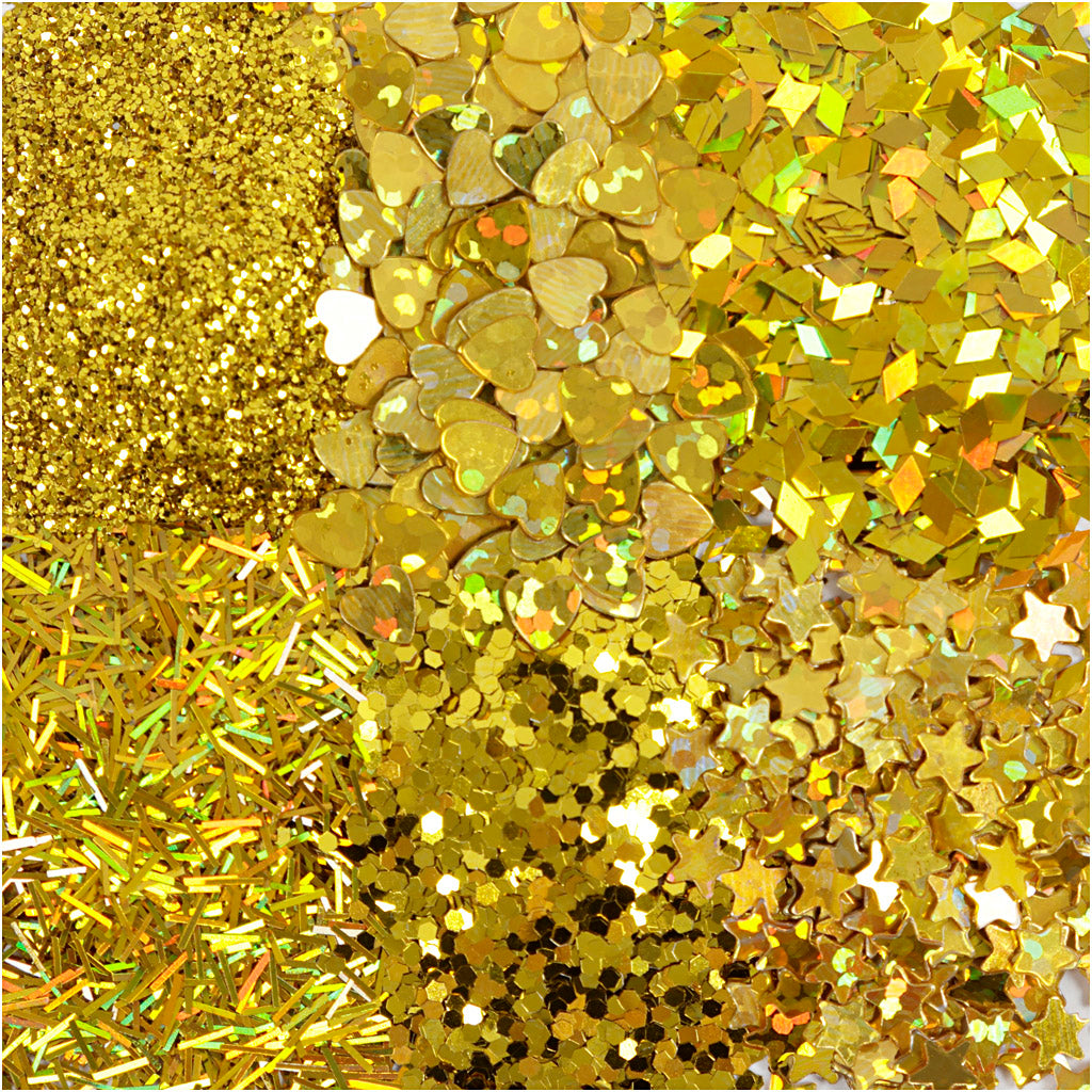 Creativ Company Glitter en Paileten Goud, 6x5gr