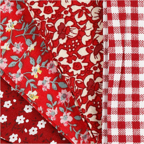 Creative Company patchwork fabric red 45x55cm, 4 pcs.