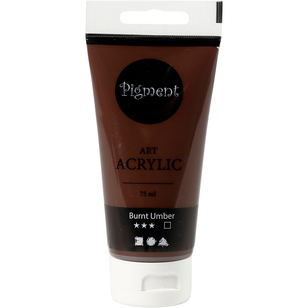 Creative Company Pigment Art Akryl Paint Burnt Umber Brown, 75 ml