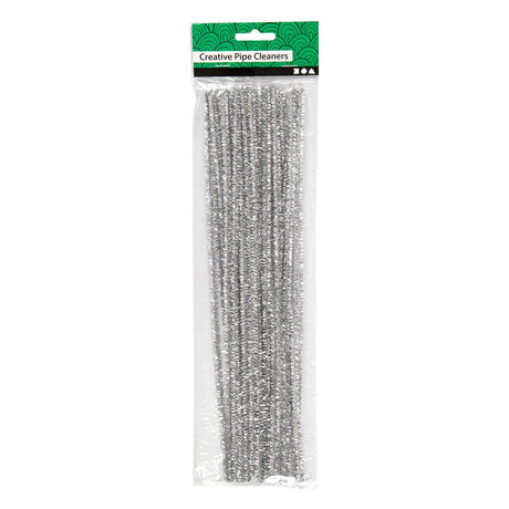 Société créative https : www.ccobby.nl chenille-l-30-cm-thickness-6-mm-glitter-silver-24-piece-1-box