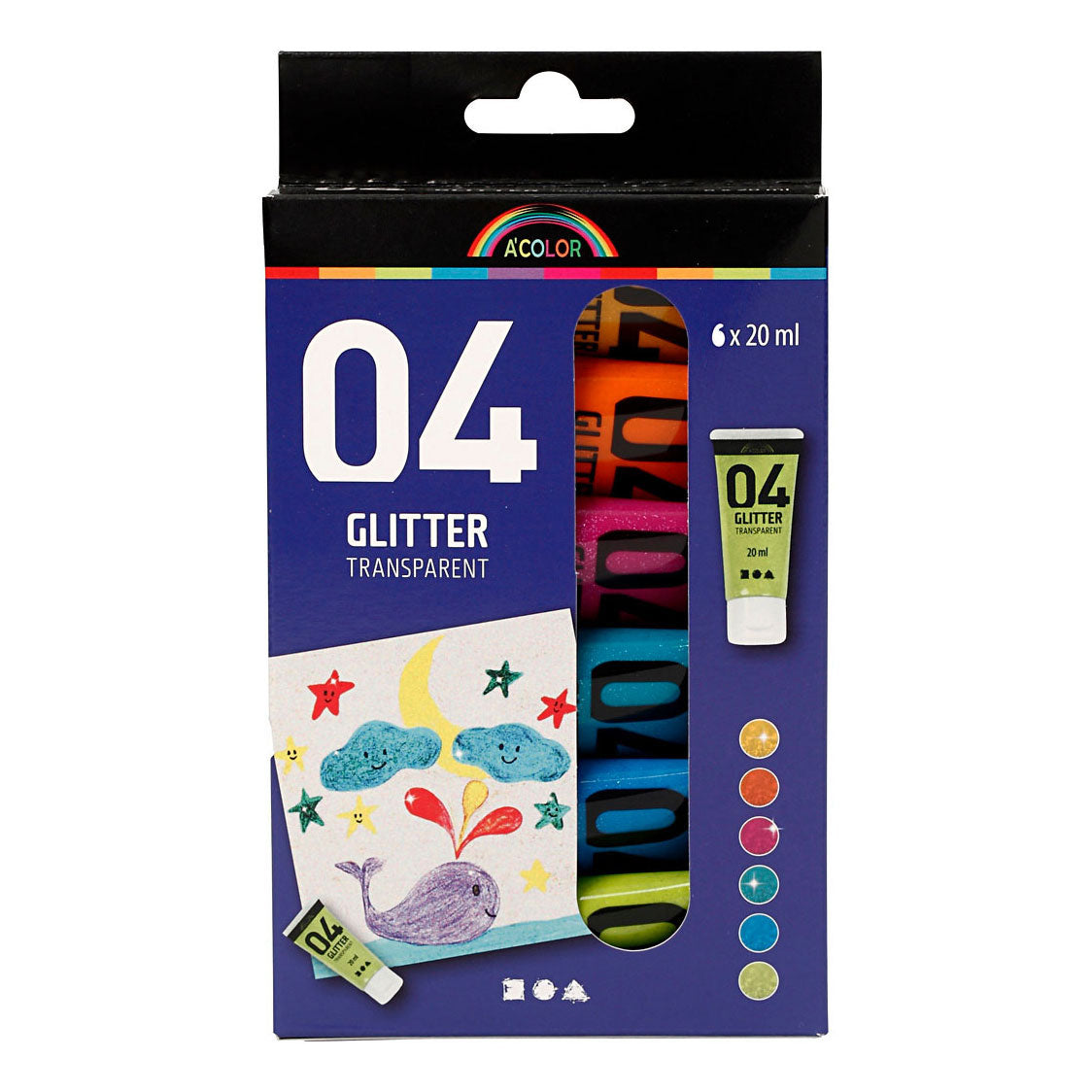 Creativ company children's acrylic paint glitter color, 6x20ml