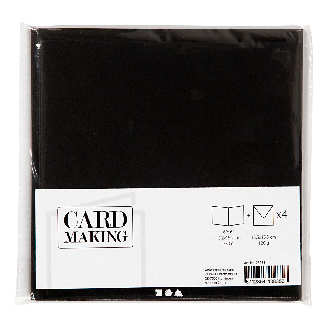 Creativ Company Cards and Convolles Black, 4st.