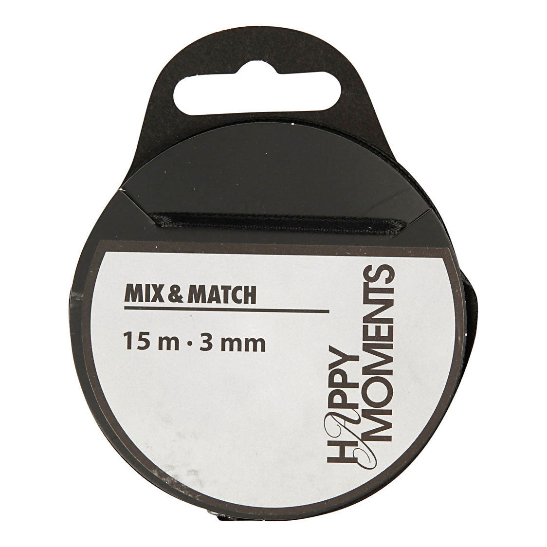 Creativ Company black satin ribbon, 15m