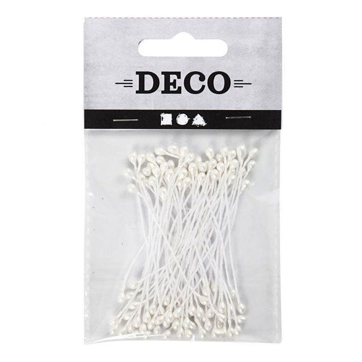 Creativ company cc flower stamens 6 cm white 100 pieces