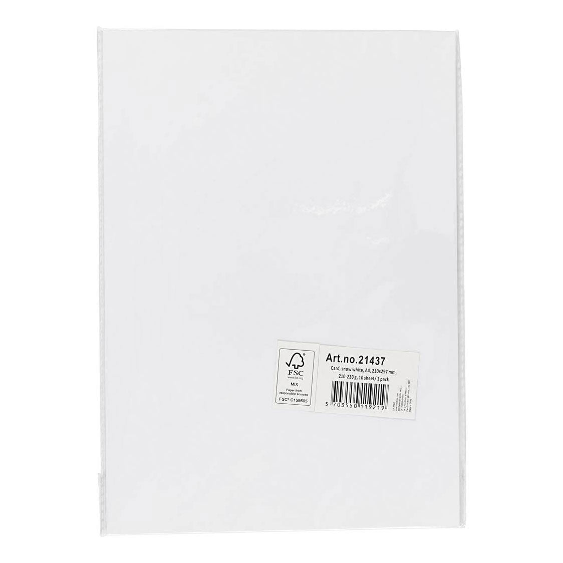 Creativ Company Colored Cardboard White A4 210-220G, 10 ark