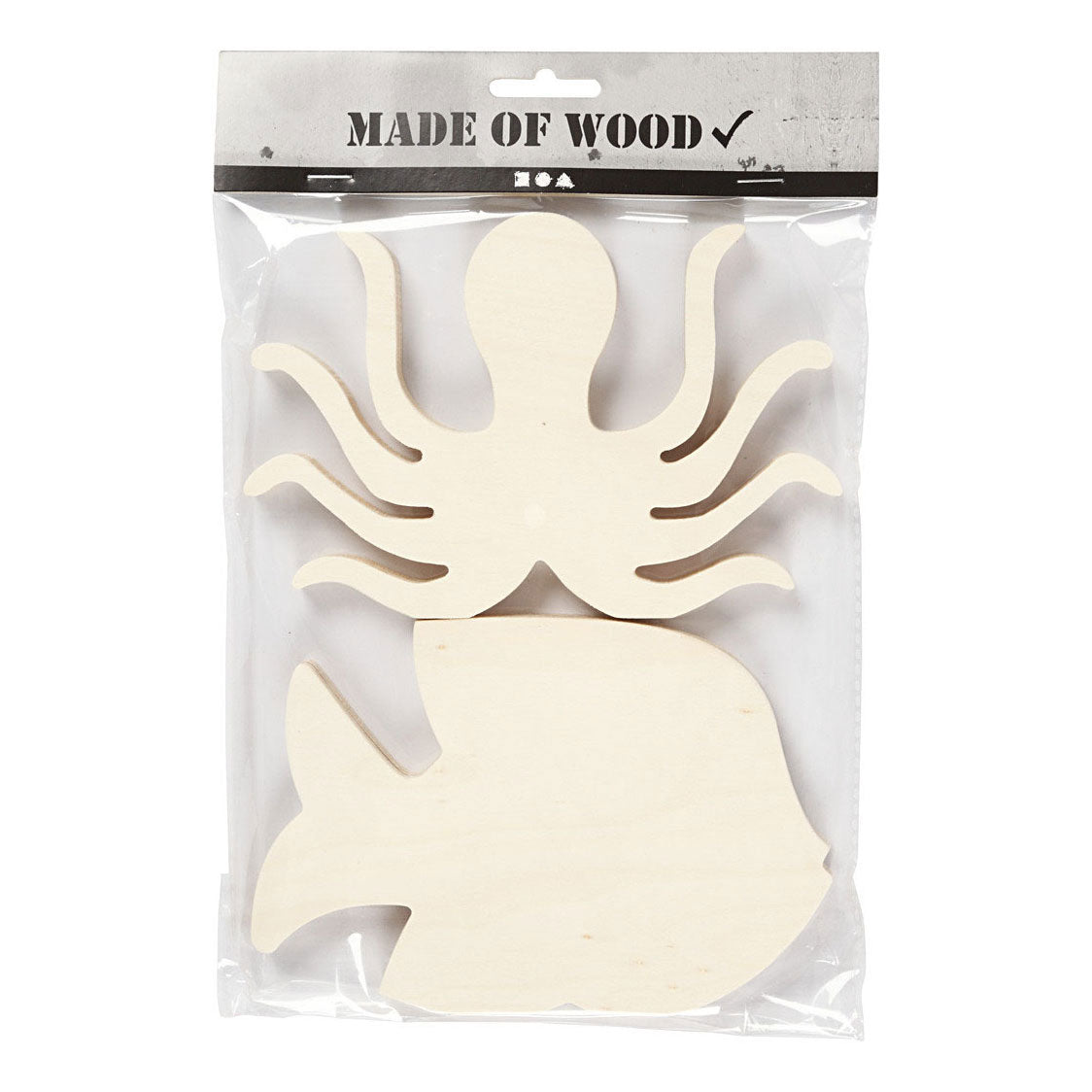 Creativ Company Wood Marine Animals Squid and Fish, 2st.