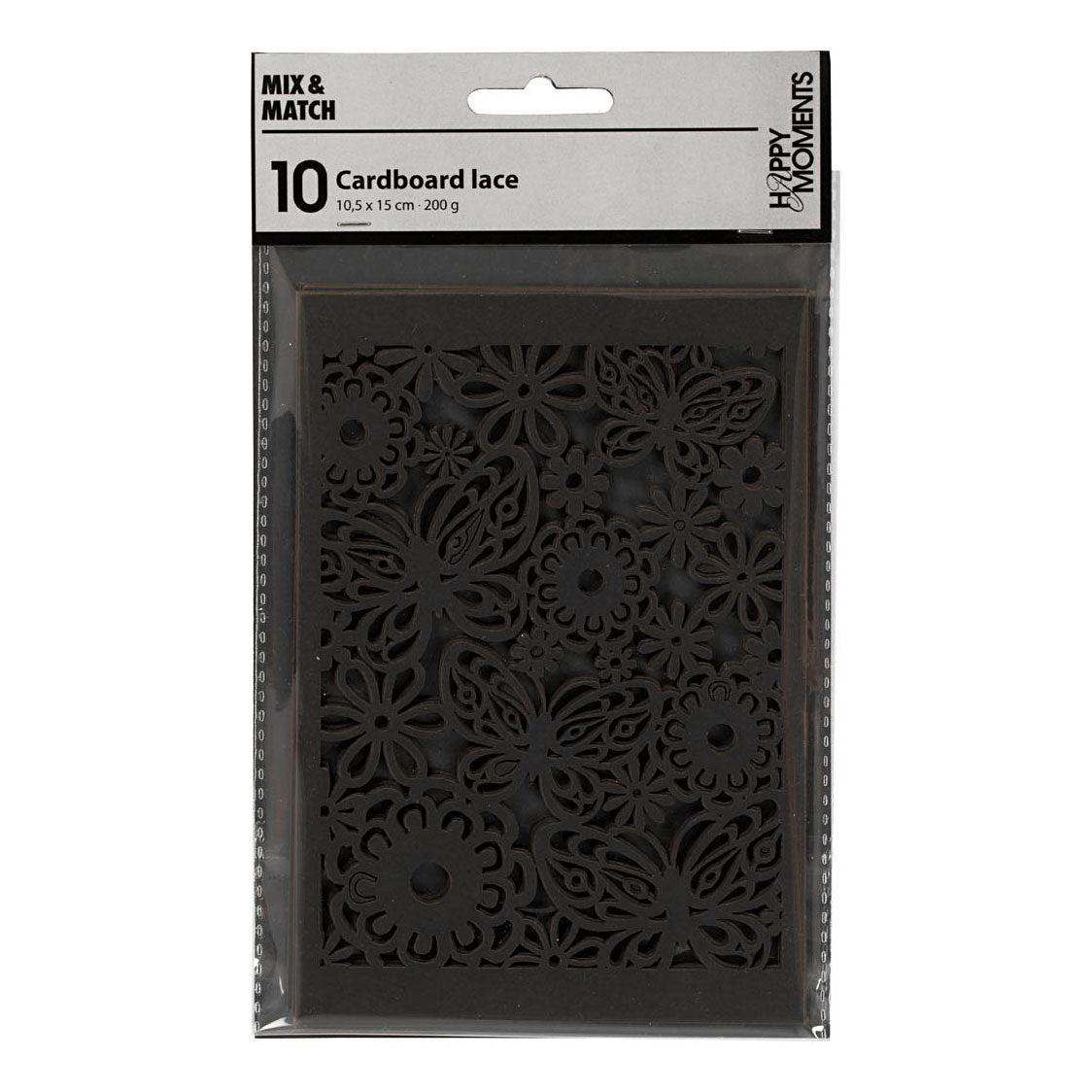 Creativ company patterned cardboard, sheet 10.5x15 cm, 200 gr, black, 10 pieces 1 box