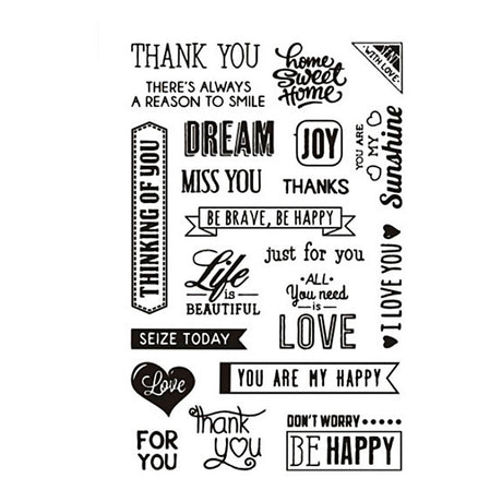 Creativ company silicone stamps English text. 1 sheet