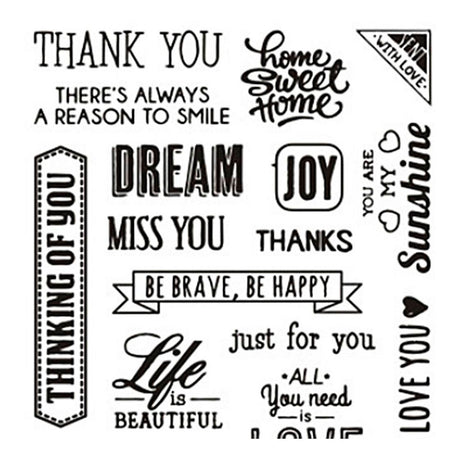 Creativ company silicone stamps English text. 1 sheet