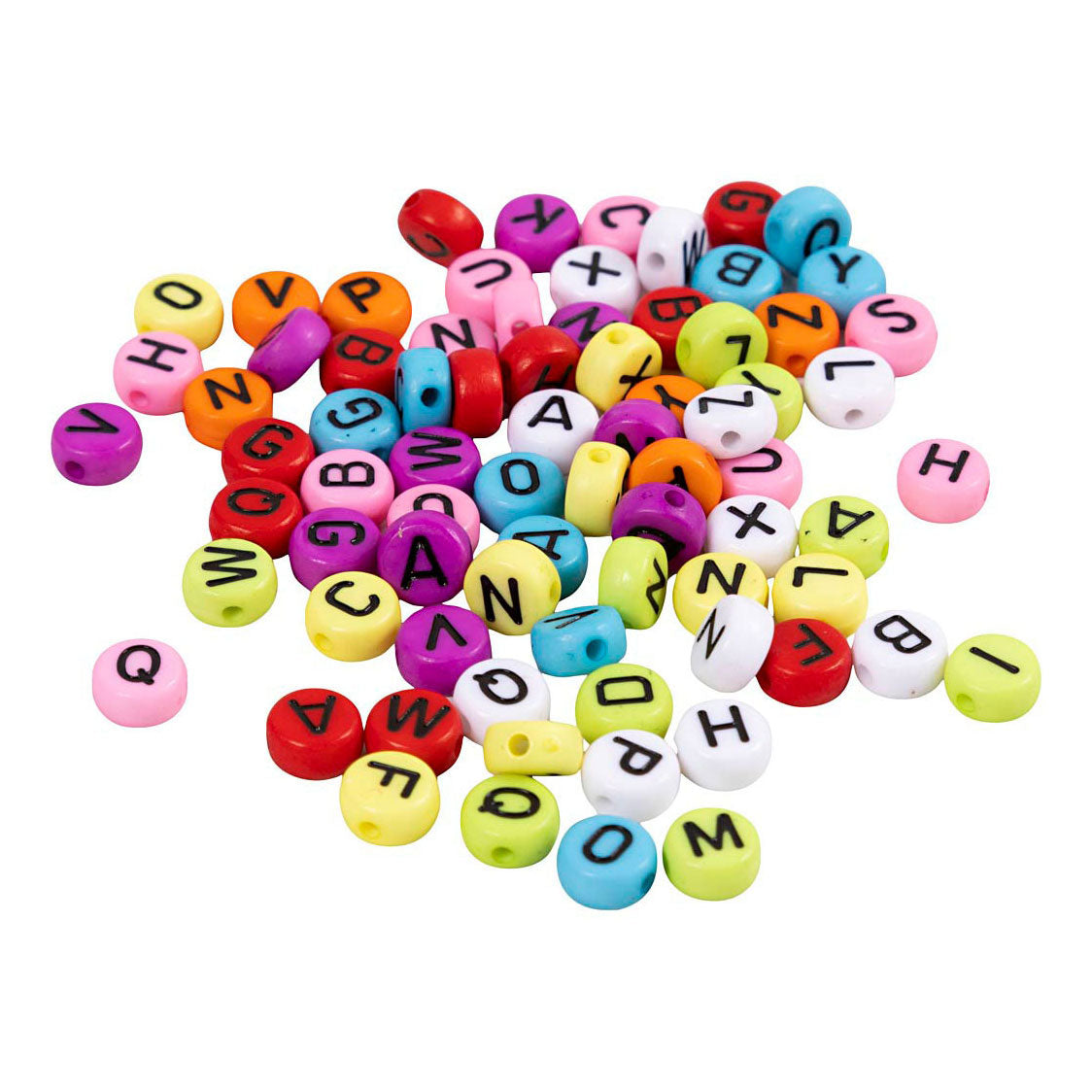 Creativ Company Round Letter Beads Couleurs, 25 grammes