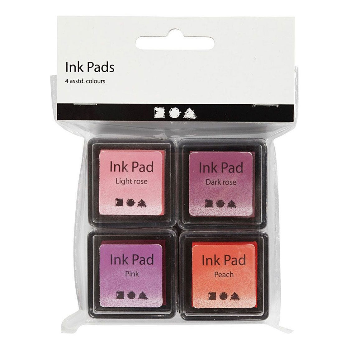 Creativ company stamp ink, peach, pink, light pink, dark pink, h: 2 cm, size 3.5x3.5 cm, 4 pieces 1 box