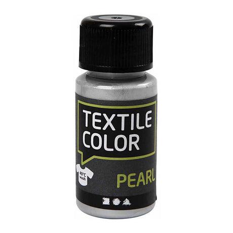 Creativ Company Textile Faarf -Covering Textile Faarwen - Sëlwer Pearl, 50mm