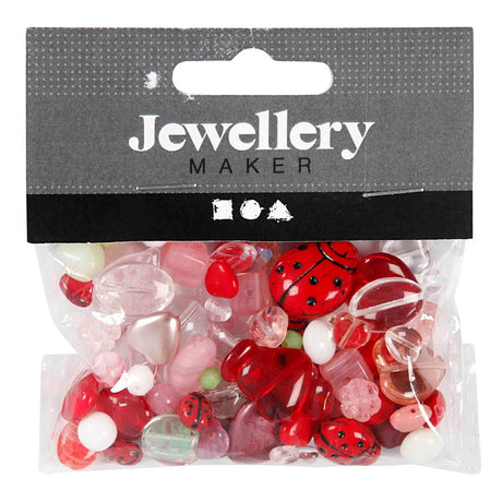 Creativ Company Glass Beads Diverse Love Beast, Heart, Liście, 60 gramów