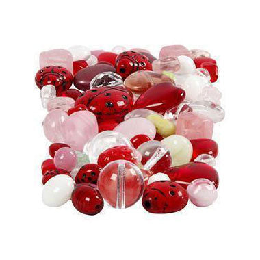 Creativ Company Glass Beads Diverse Love Beast, Heart, Liście, 60 gramów